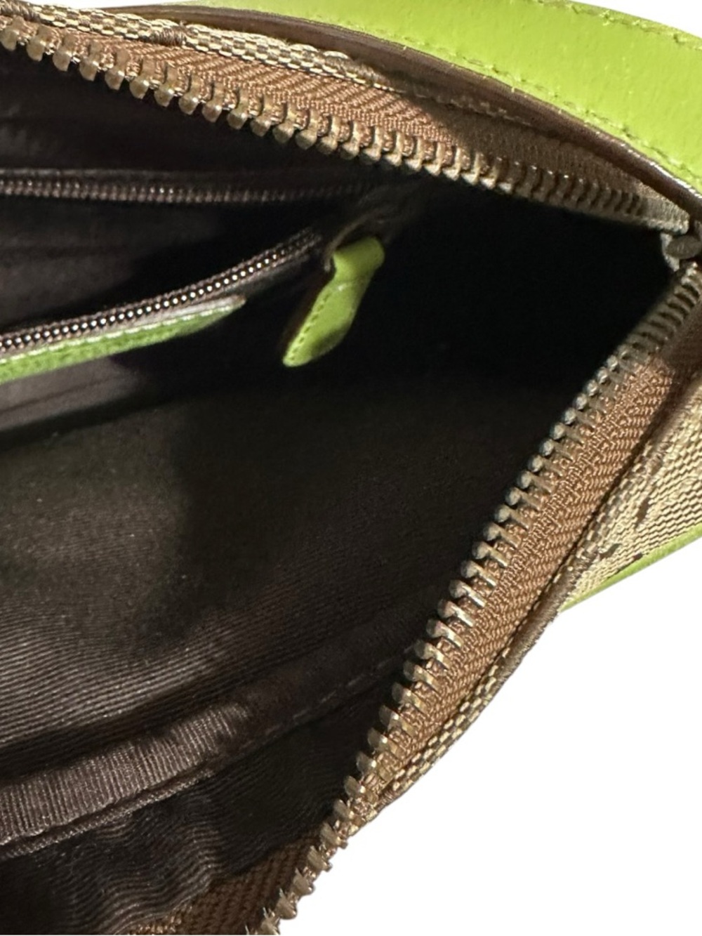 COACH Signature Canvas Crossbody Green Tan - Picture 8 of 15